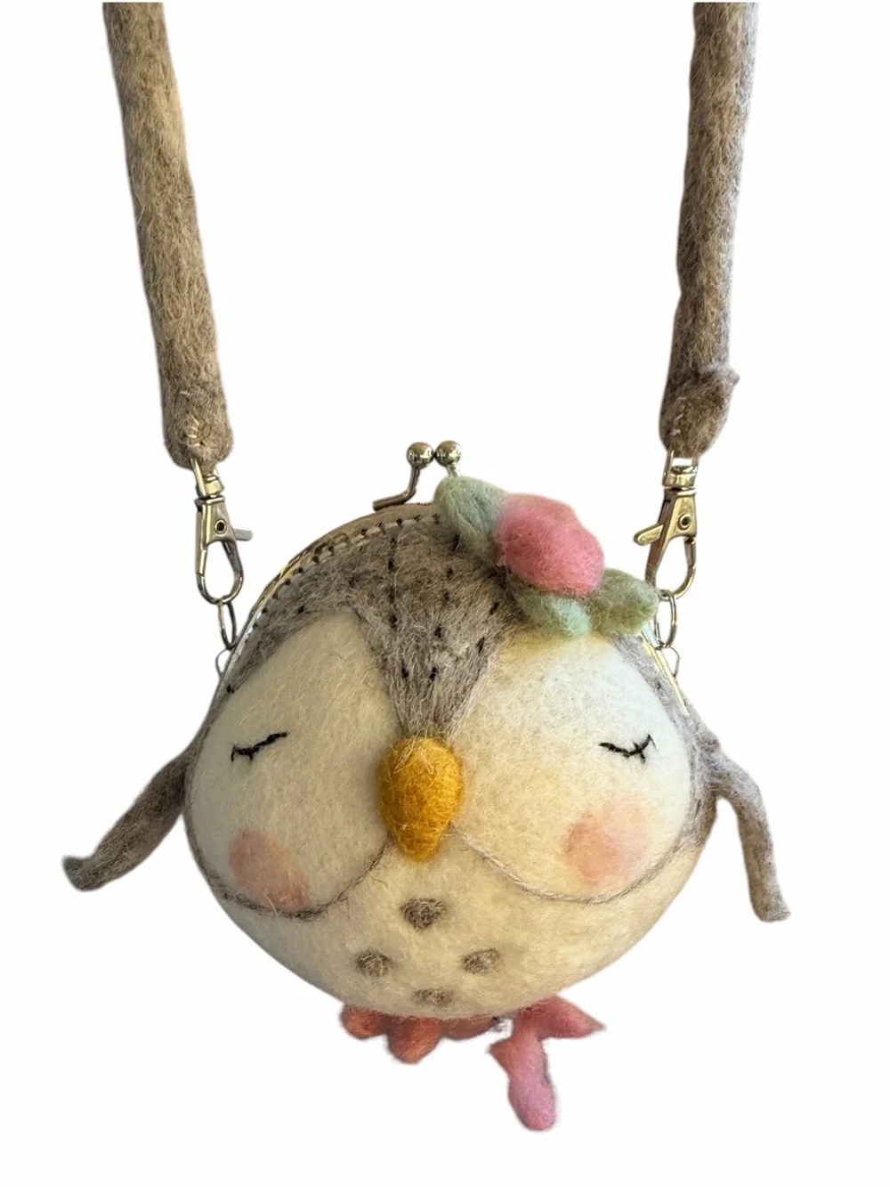 Wild Woolies Olivia Owl Handmade Felted Wool Critter Clutch Purse